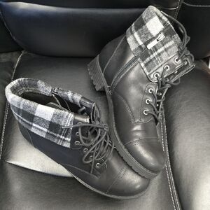 Torrid Black and Gray Combat Boots